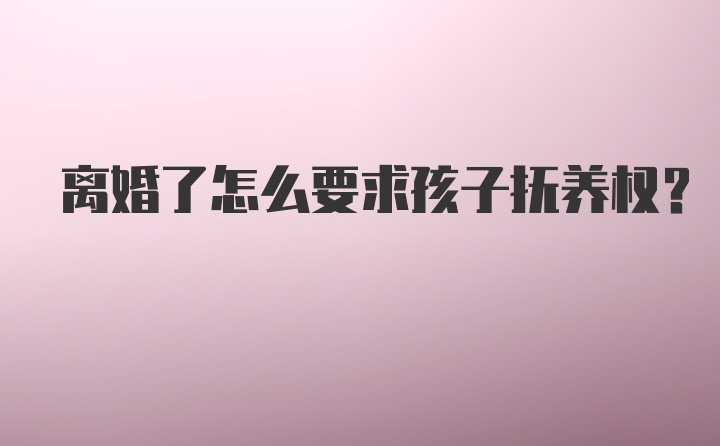 离婚了怎么要求孩子抚养权？