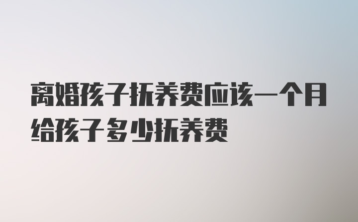 离婚孩子抚养费应该一个月给孩子多少抚养费