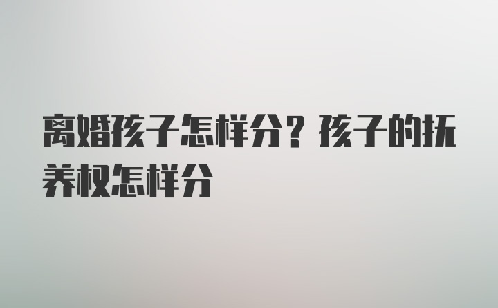 离婚孩子怎样分？孩子的抚养权怎样分