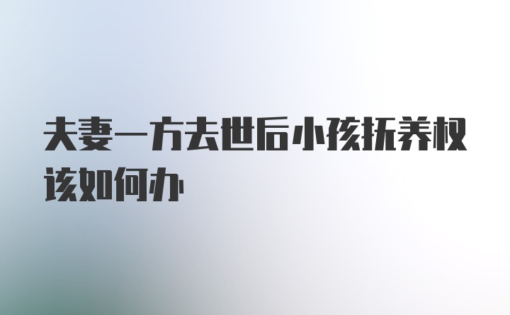 夫妻一方去世后小孩抚养权该如何办