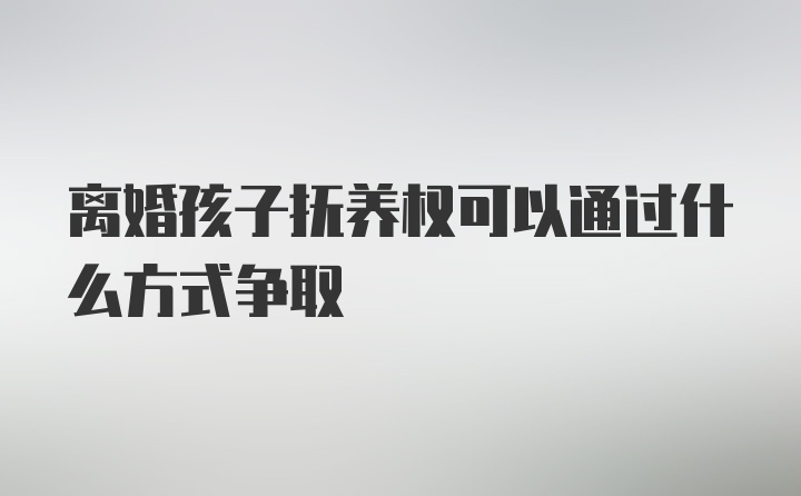 离婚孩子抚养权可以通过什么方式争取