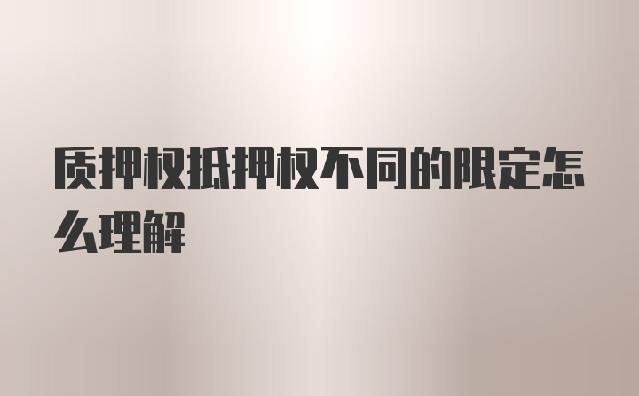 质押权抵押权不同的限定怎么理解