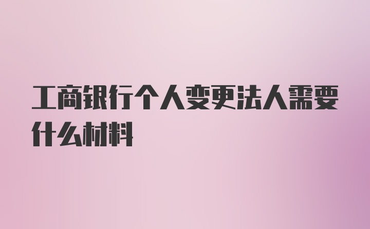 工商银行个人变更法人需要什么材料