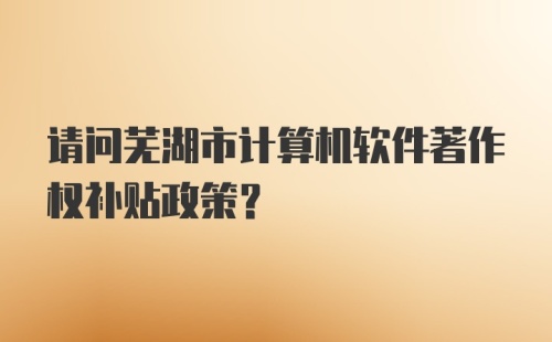 请问芜湖市计算机软件著作权补贴政策?