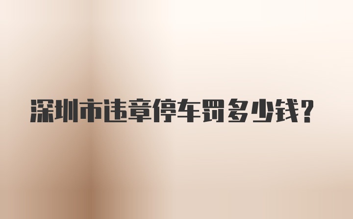 深圳市违章停车罚多少钱？