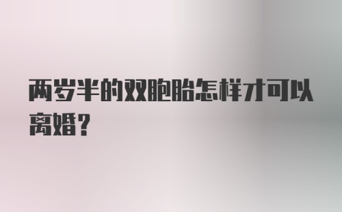 两岁半的双胞胎怎样才可以离婚？