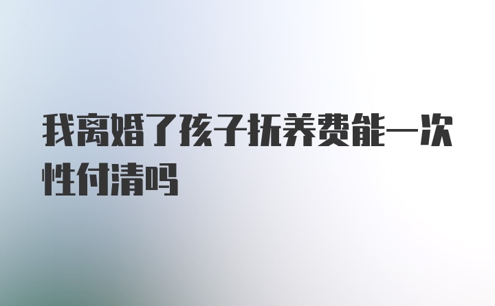 我离婚了孩子抚养费能一次性付清吗