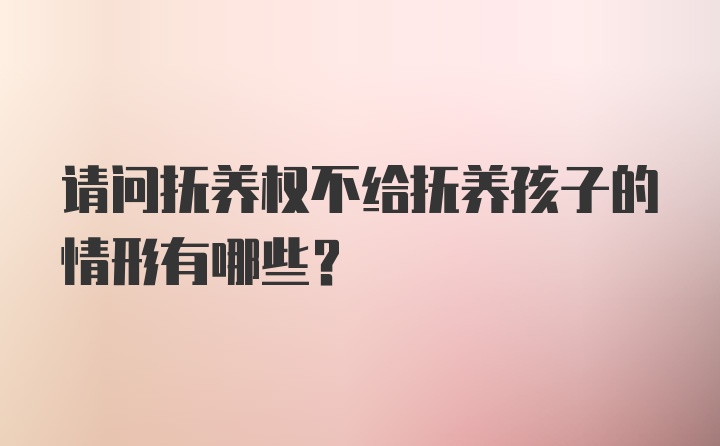 请问抚养权不给抚养孩子的情形有哪些？