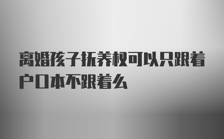 离婚孩子抚养权可以只跟着户口本不跟着么