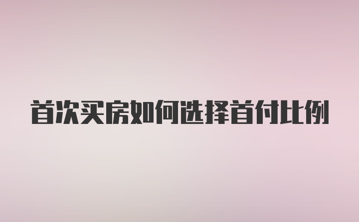 首次买房如何选择首付比例