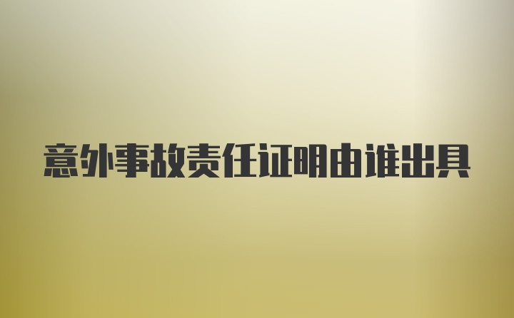 意外事故责任证明由谁出具