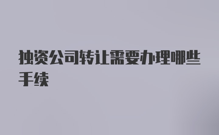 独资公司转让需要办理哪些手续