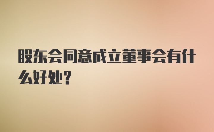 股东会同意成立董事会有什么好处？