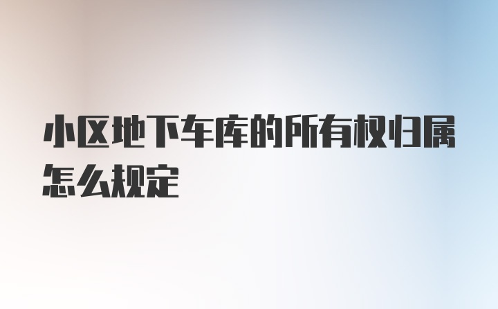 小区地下车库的所有权归属怎么规定