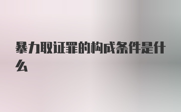 暴力取证罪的构成条件是什么