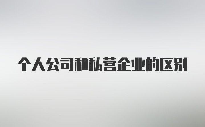 个人公司和私营企业的区别