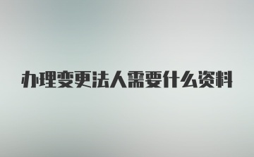 办理变更法人需要什么资料