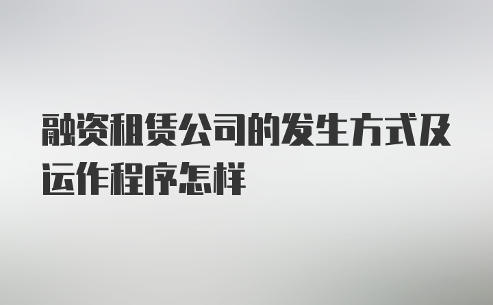 融资租赁公司的发生方式及运作程序怎样