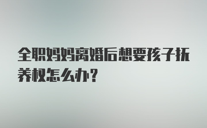 全职妈妈离婚后想要孩子抚养权怎么办？