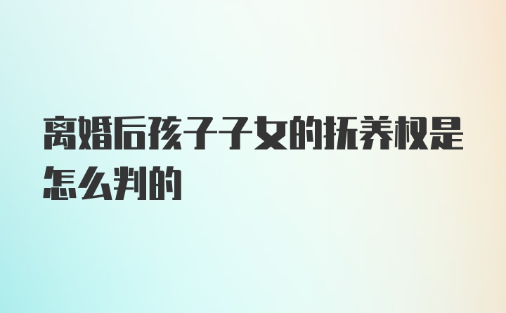 离婚后孩子子女的抚养权是怎么判的