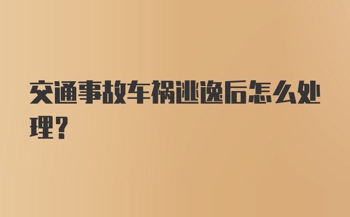 交通事故车祸逃逸后怎么处理?