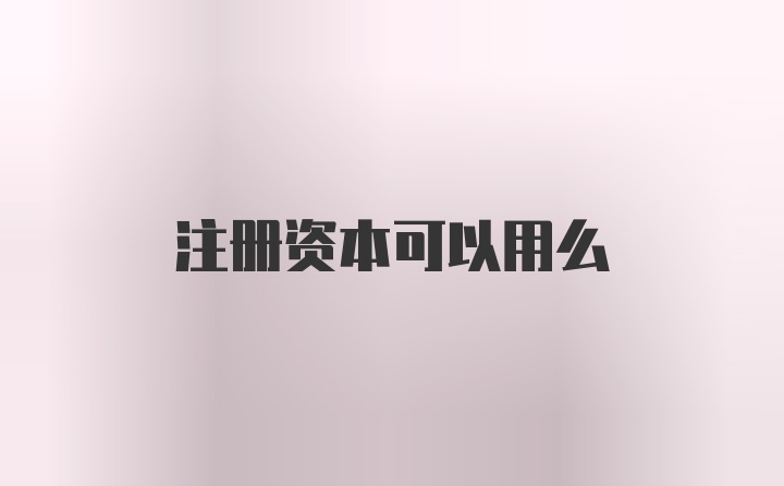 注册资本可以用么