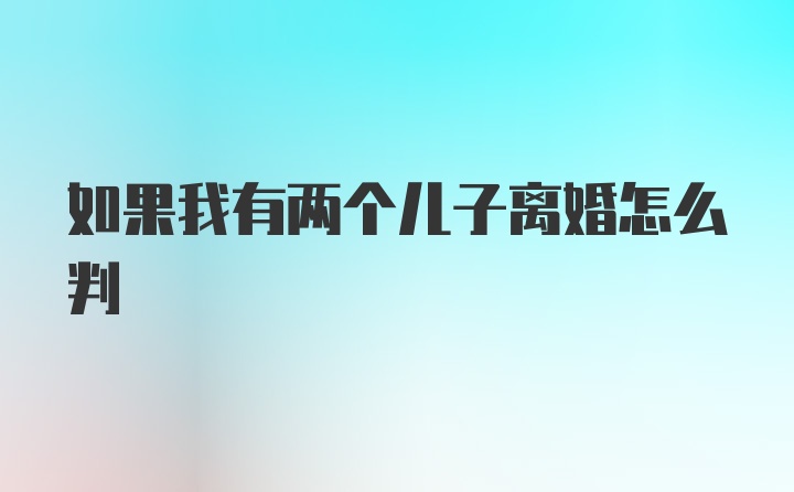 如果我有两个儿子离婚怎么判