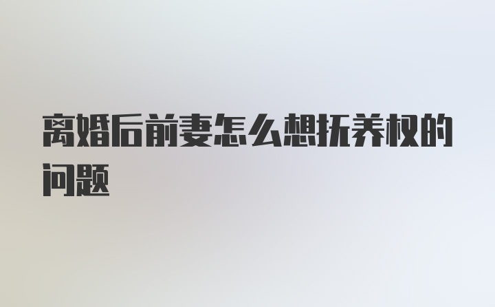 离婚后前妻怎么想抚养权的问题