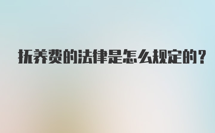 抚养费的法律是怎么规定的?