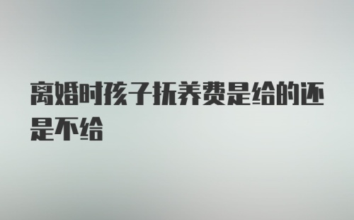 离婚时孩子抚养费是给的还是不给