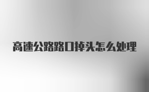高速公路路口掉头怎么处理