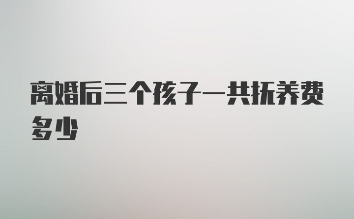 离婚后三个孩子一共抚养费多少