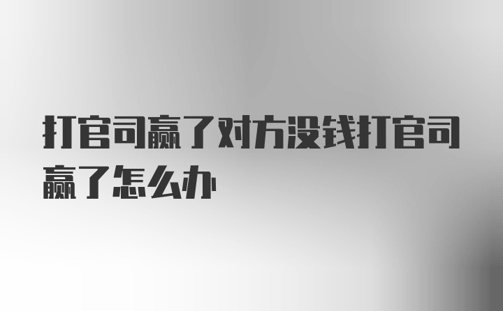 打官司赢了对方没钱打官司赢了怎么办