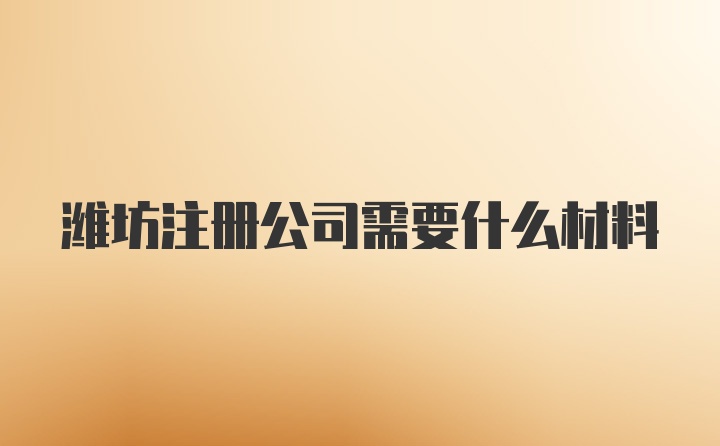 潍坊注册公司需要什么材料