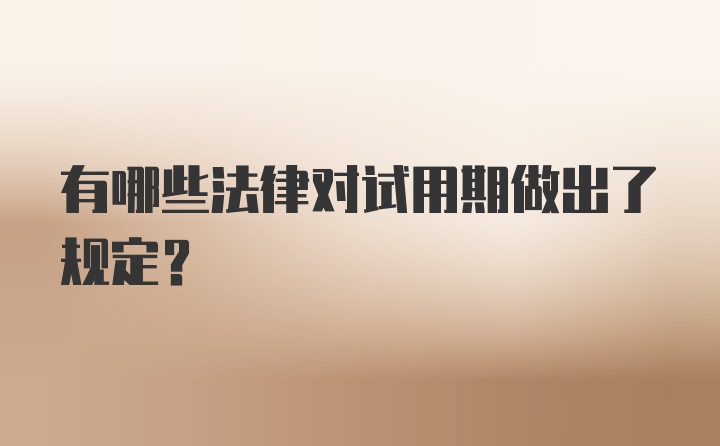 有哪些法律对试用期做出了规定？