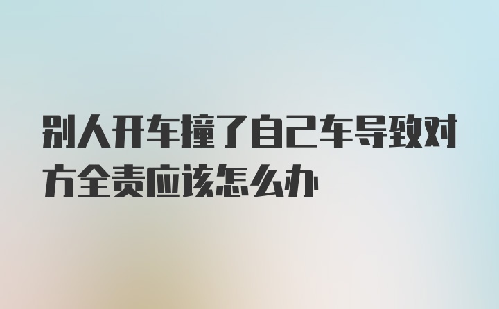 别人开车撞了自己车导致对方全责应该怎么办