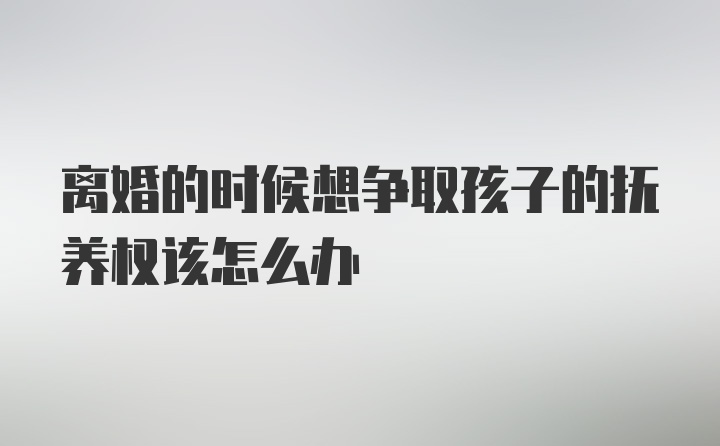 离婚的时候想争取孩子的抚养权该怎么办