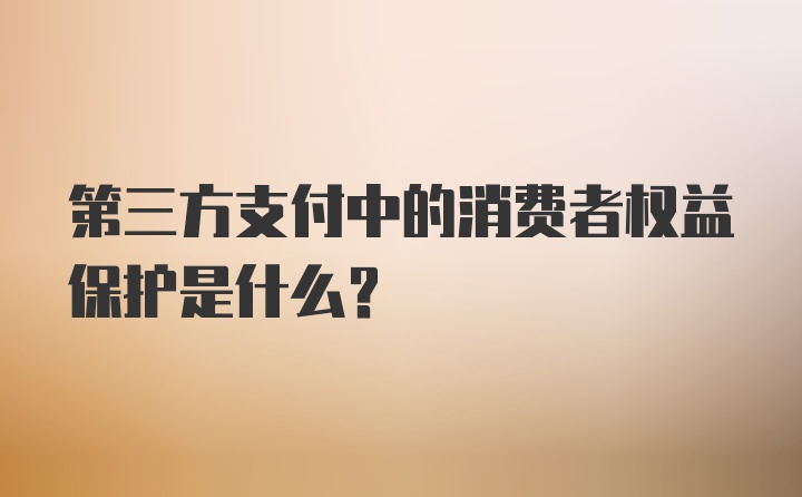 第三方支付中的消费者权益保护是什么？