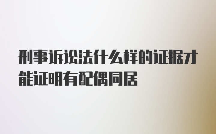 刑事诉讼法什么样的证据才能证明有配偶同居