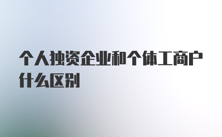 个人独资企业和个体工商户什么区别