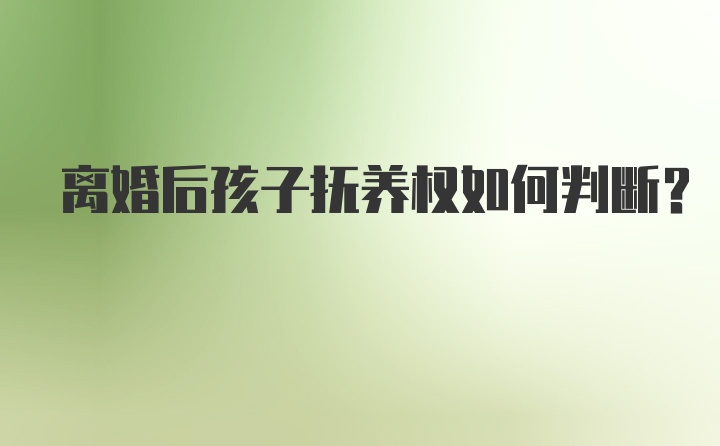 离婚后孩子抚养权如何判断？