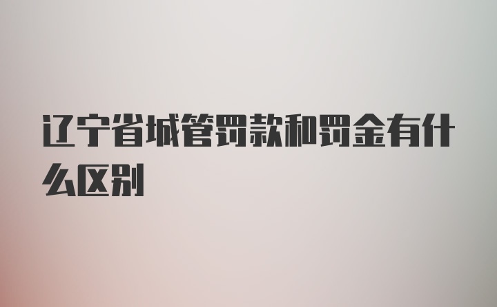 辽宁省城管罚款和罚金有什么区别