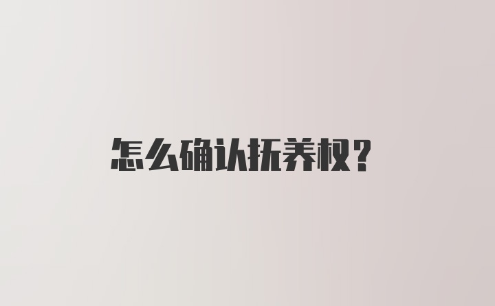 怎么确认抚养权？