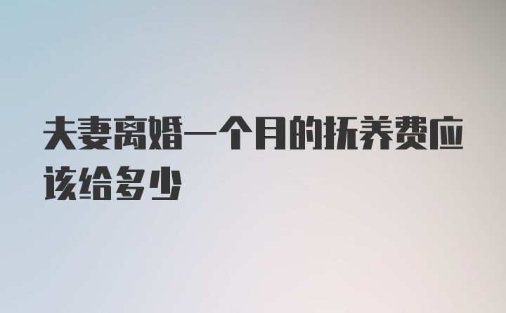 夫妻离婚一个月的抚养费应该给多少