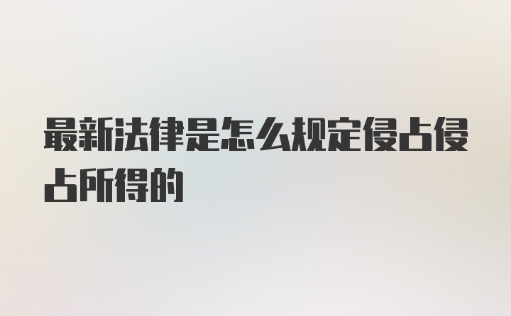 最新法律是怎么规定侵占侵占所得的