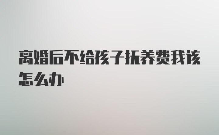 离婚后不给孩子抚养费我该怎么办