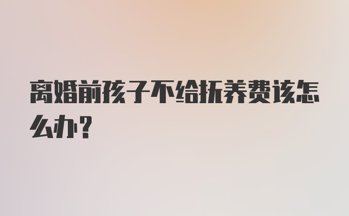 离婚前孩子不给抚养费该怎么办？