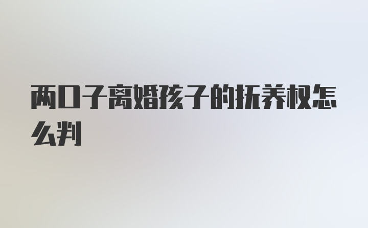 两口子离婚孩子的抚养权怎么判