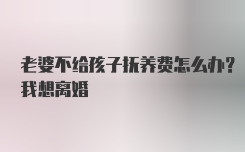 老婆不给孩子抚养费怎么办？我想离婚