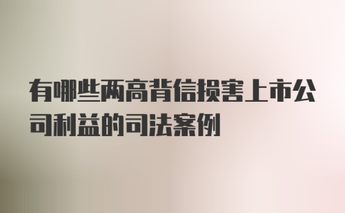 有哪些两高背信损害上市公司利益的司法案例